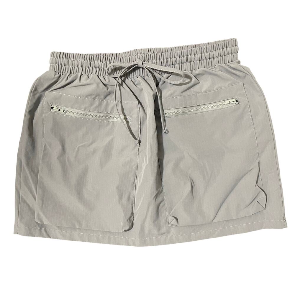 Ego Women’s Cargo Mini Skirt Utility Pockets Ripstop Drawstring sz 8 Gray